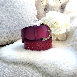 Another line genuine leather brown aged belt